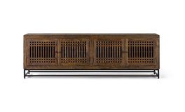 GINER Y COLOMER Meuble TV en bois d'acacia et métal avec 4 portes